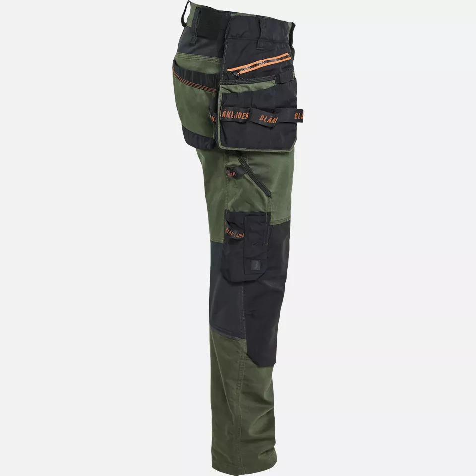 Blaklader 197011494240, STRIKER Stretch Craftsman Work Trousers, Forest Green/Rust, image 2, gallery thumbnail