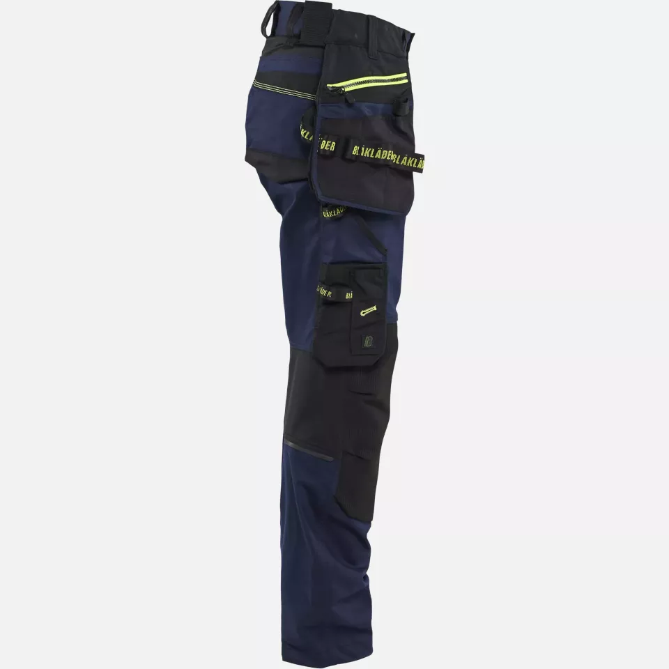 Blaklader 717011498633, STRIKER Women's Craftsman Work Trousers Stretch, Dark Navy/High Vis Yellow, image 7, gallery thumbnail