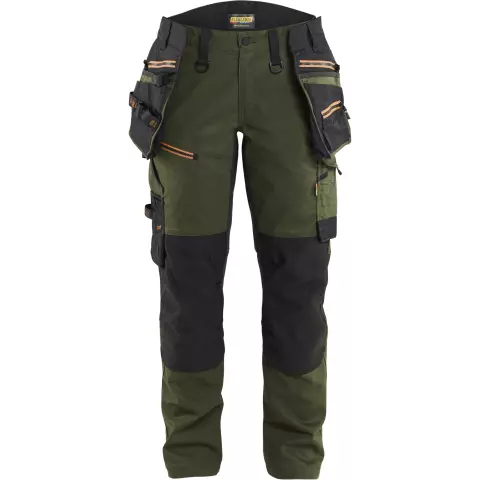 Blaklader STRIKER Damen Stretch Handwerker Arbeitshose, Waldgrün/Rost