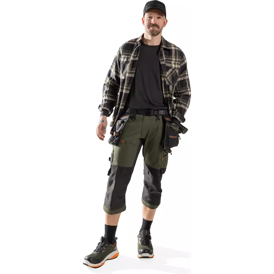 Blaklader 197711494240, STRIKER Stretch Pirate Shorts, Forest Green/Rust, image 4, gallery thumbnail