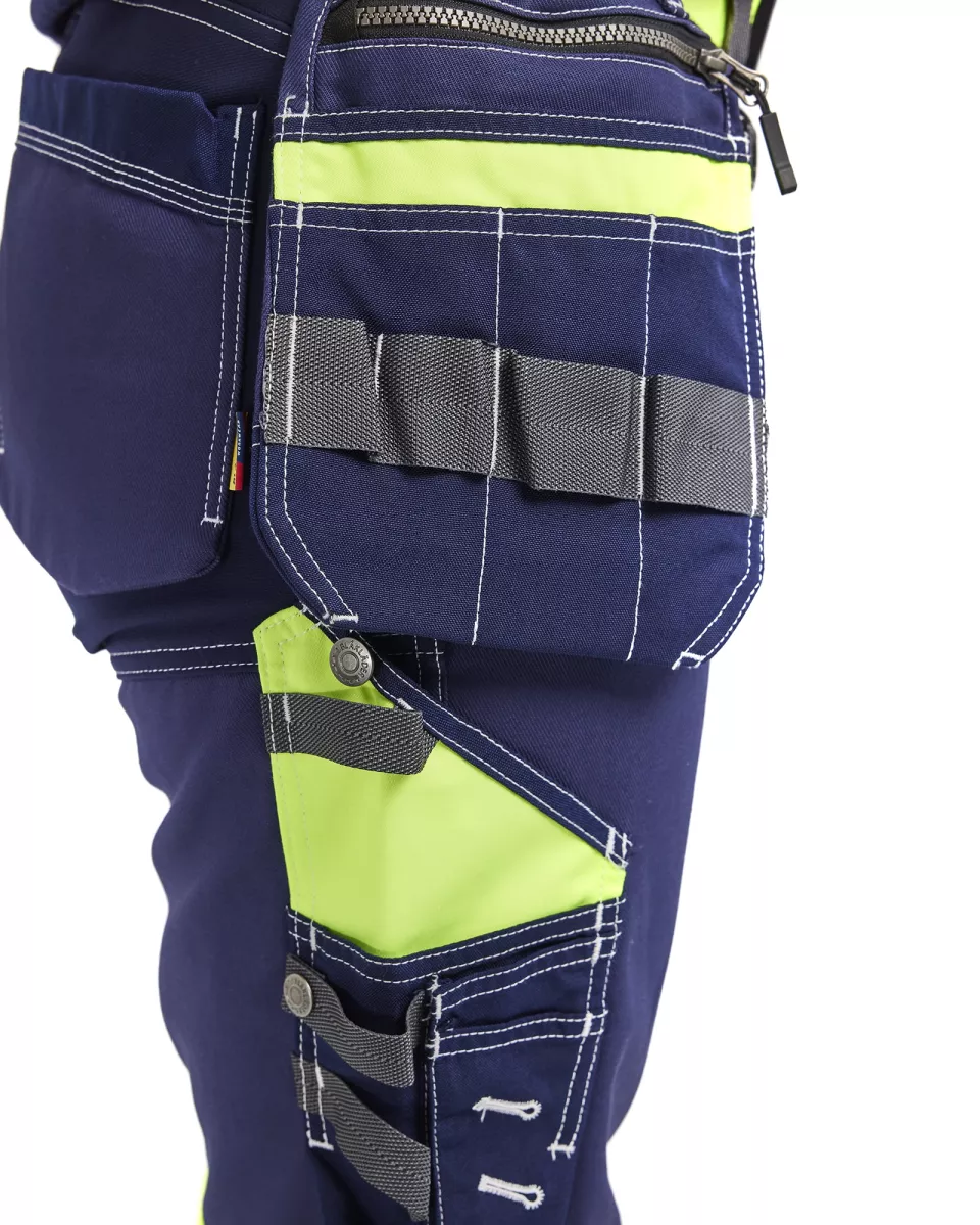 Blaklader 719613708833, High Vis Ladies Stretch Work Trousers, Navy Blue/Yellow, image 3, gallery thumbnail