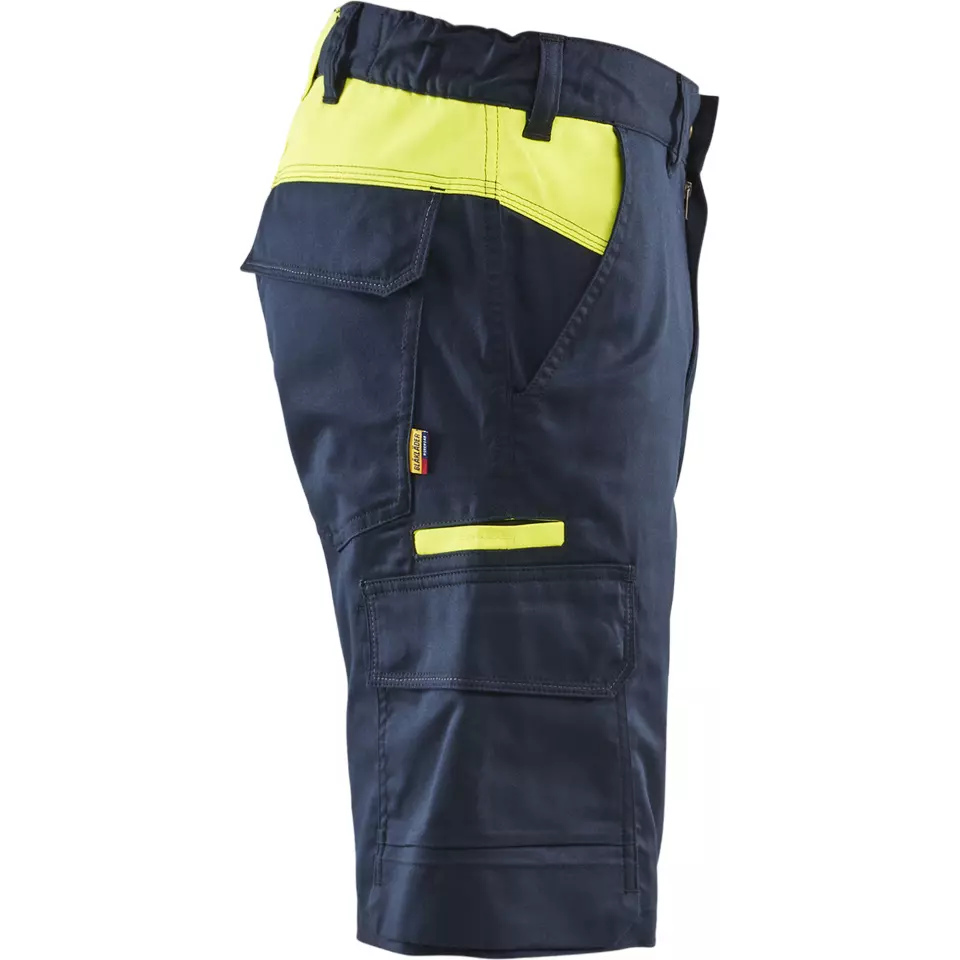 Blaklader 144618328633, Industry Stretch Shorts, Dark Navy/Yellow, image 2, gallery thumbnail