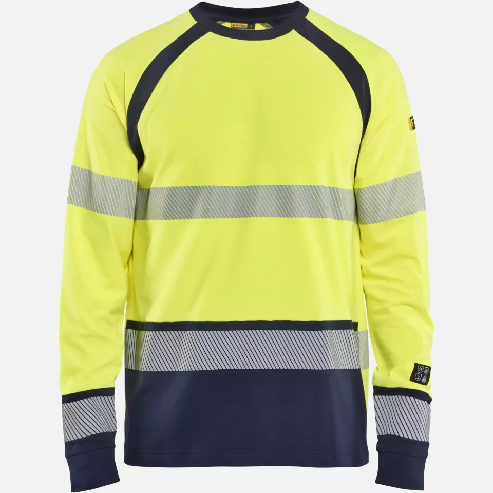 Blaklader 343617373389, Multinorm Long Sleeve T-Shirt, Yellow/Navy Blue, image 1, gallery thumbnail