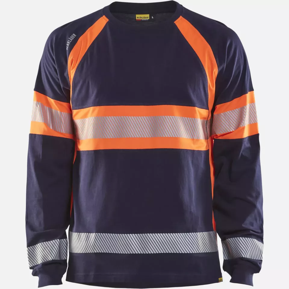 Blaklader 351010308853, Long Sleeve High Vis Shirt, Navy Blue/Orange, image 1, gallery thumbnail