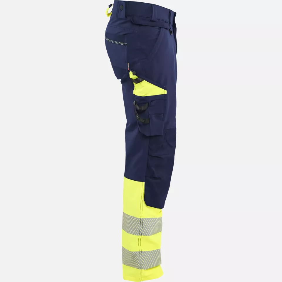 Blaklader 112616488933, Hi-Vis Work Trousers 4-Way Stretch, Navy/Hi-Vis Yellow, image 2, gallery thumbnail