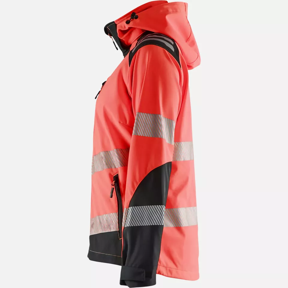 Blaklader 479125135599, High Vis Ladies Softshell Jacket, Red/Black, image 3, gallery thumbnail