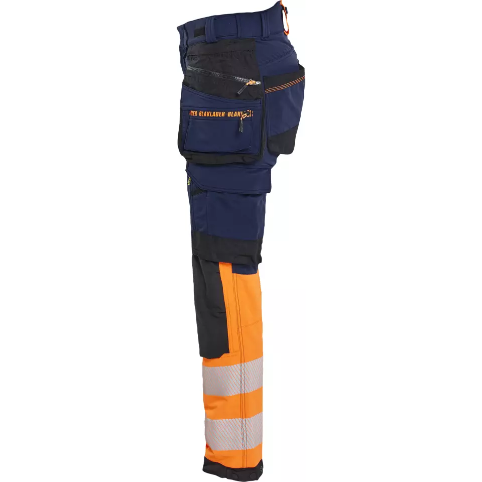 Blaklader 702516488953, High Vis Ladies 4-Way Stretch Trousers, Navy/Orange, image 3, gallery thumbnail