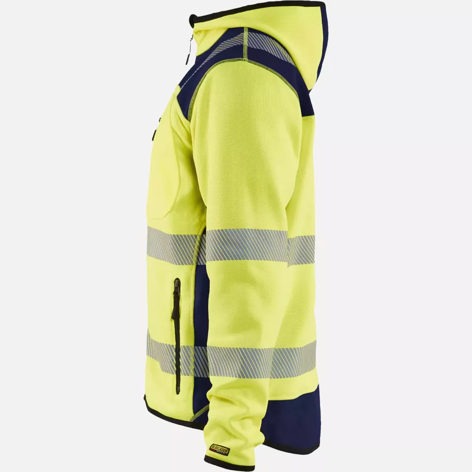 Blaklader 492321203389, High Vis Knitted Jacket, Yellow/Navy Blue, image 3, gallery thumbnail