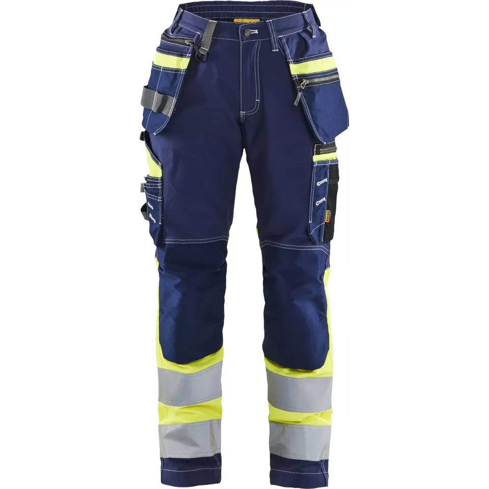 Blaklader 719613708833, High Vis Ladies Stretch Work Trousers, Navy Blue/Yellow