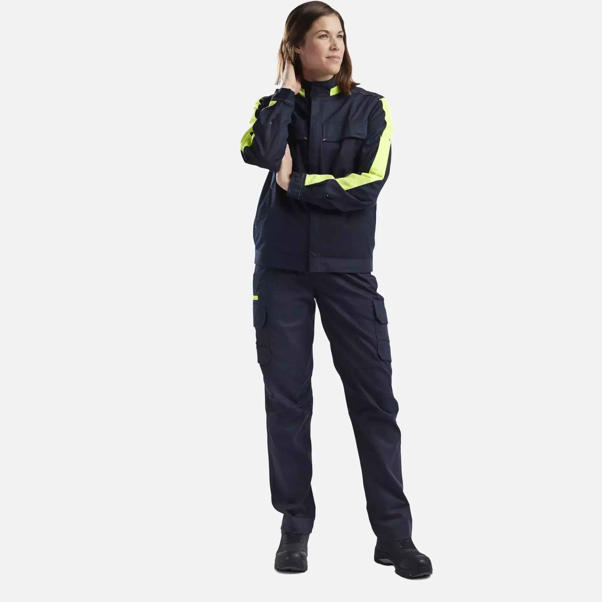 Blaklader 444318328633, Ladies Stretch Industrial Jacket, Dark Navy/Yellow, image 5