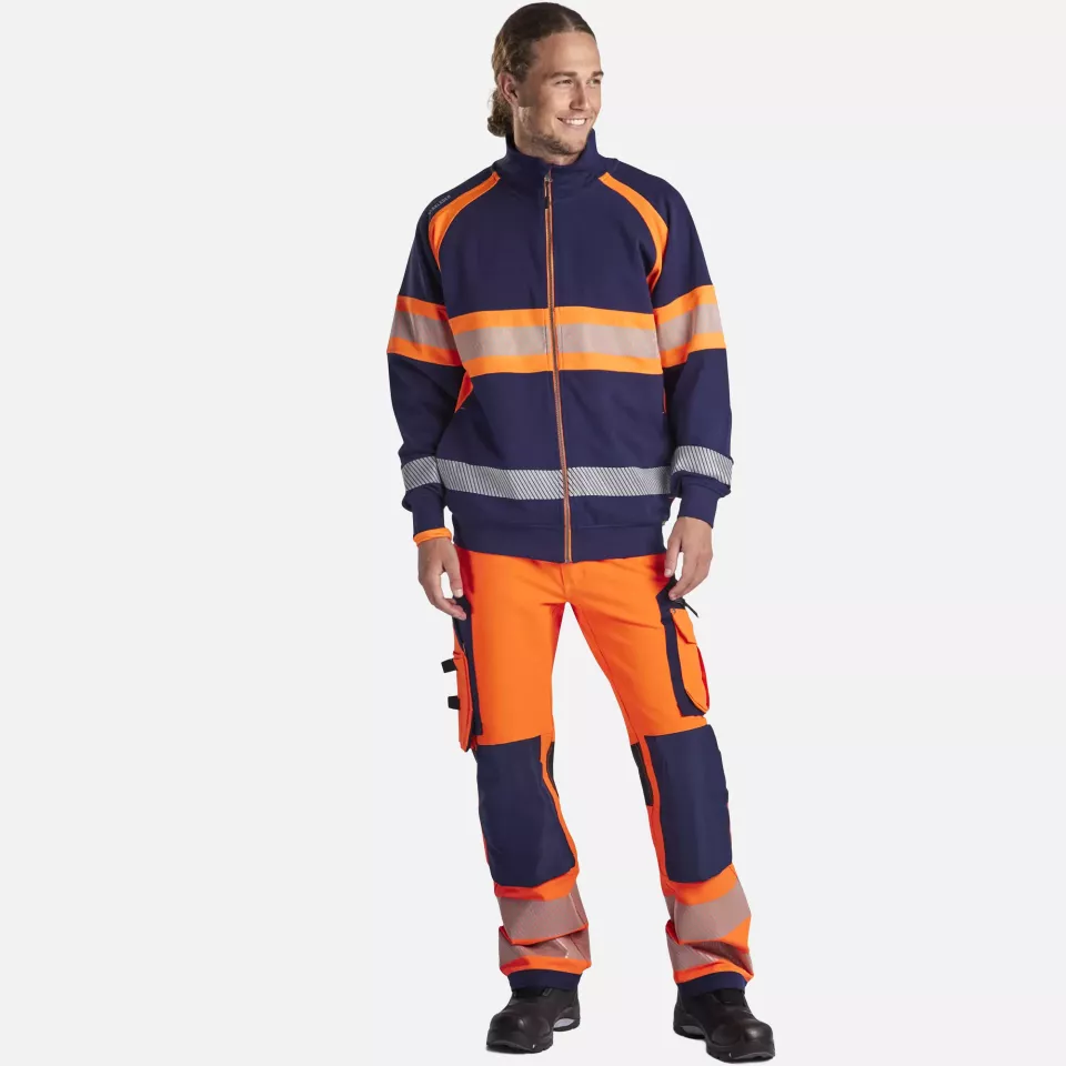 Blaklader 355111588953, High Vis Sweat Jacket, Navy Blue/Orange, image 5, gallery thumbnail