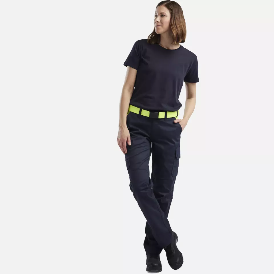 Blaklader 714418328633, Ladies Stretch Industry Work Trousers, Dark Navy/Yellow, image 6, gallery thumbnail