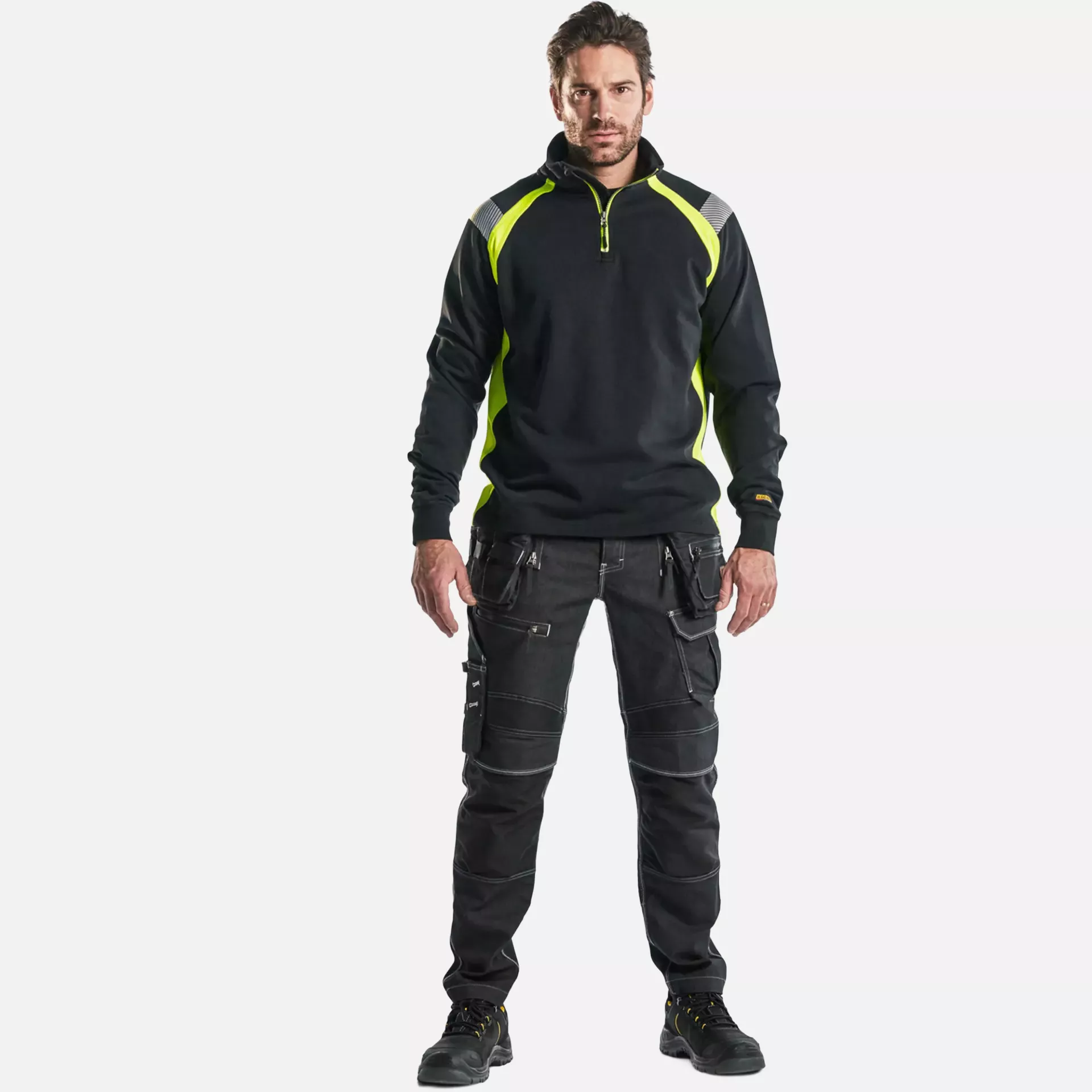 Blaklader 343211589933, Half-Zip Sweatshirt, Black/Yellow, image 5
