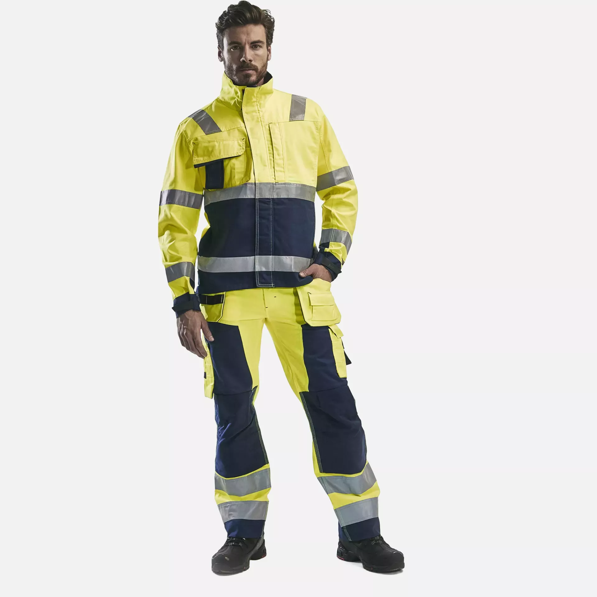 Blaklader 156818113389, High Vis Craftsman Work Trousers, Yellow/Navy Blue, image 5