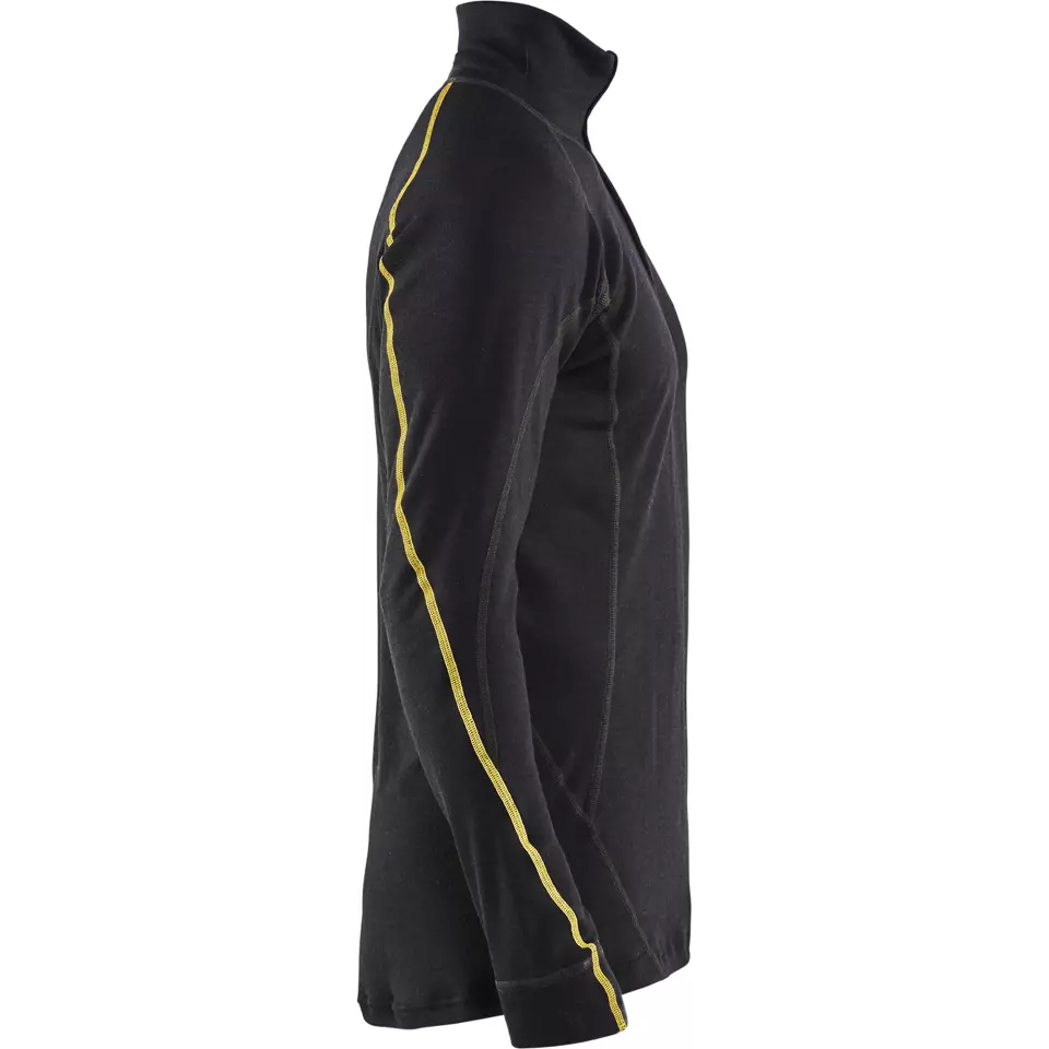 Blaklader 479610759900, Merino Wool Flame Resistant Half-Zip Undershirt, Black, image 2, gallery thumbnail