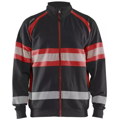 Blaklader High Vis Sweat Jacket, Black/High Vis Red