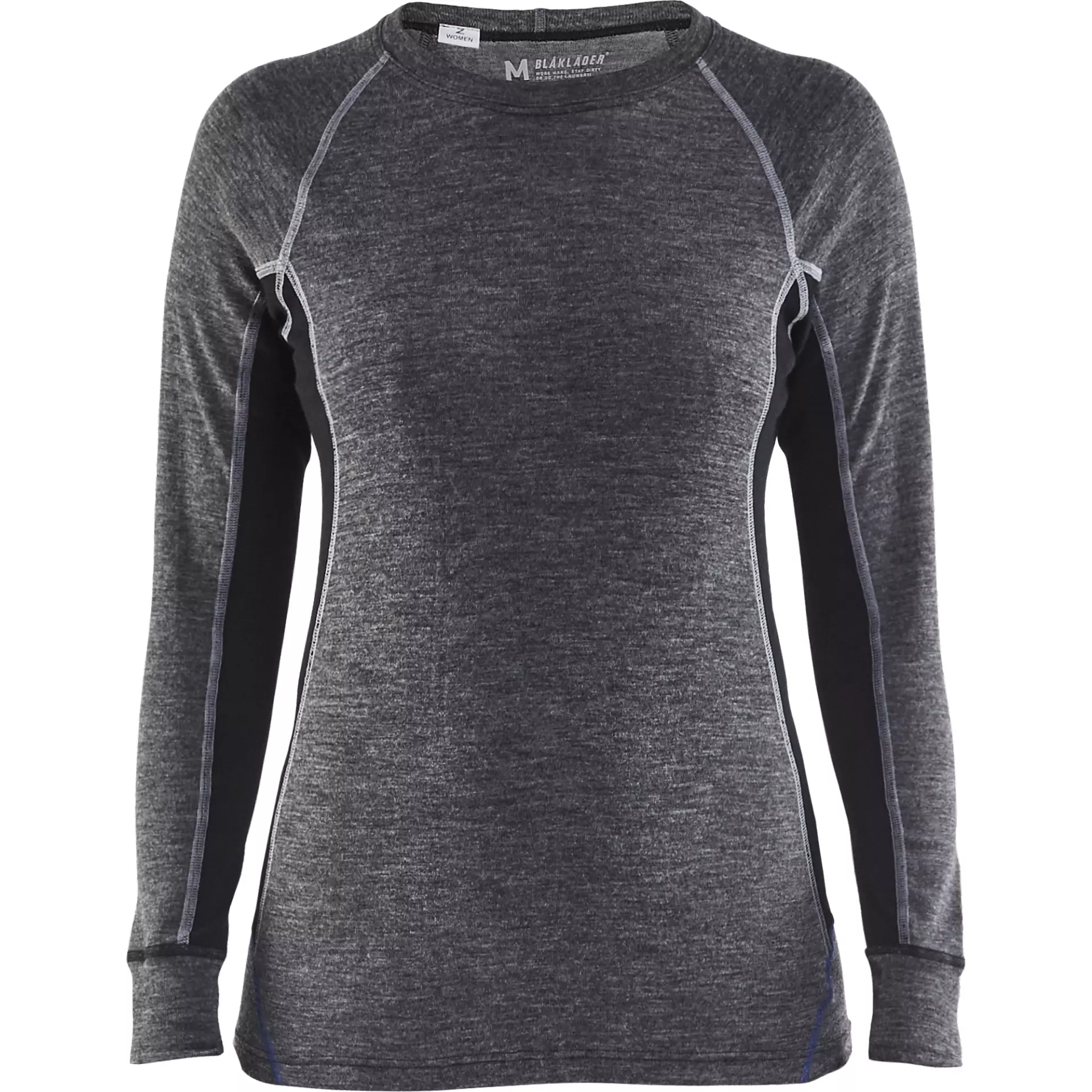 Blåkläder 720017329699, WARM Women's Long-Sleeved Base Layer Shirt, 100% Merino Wool, Gray/Black, image 1