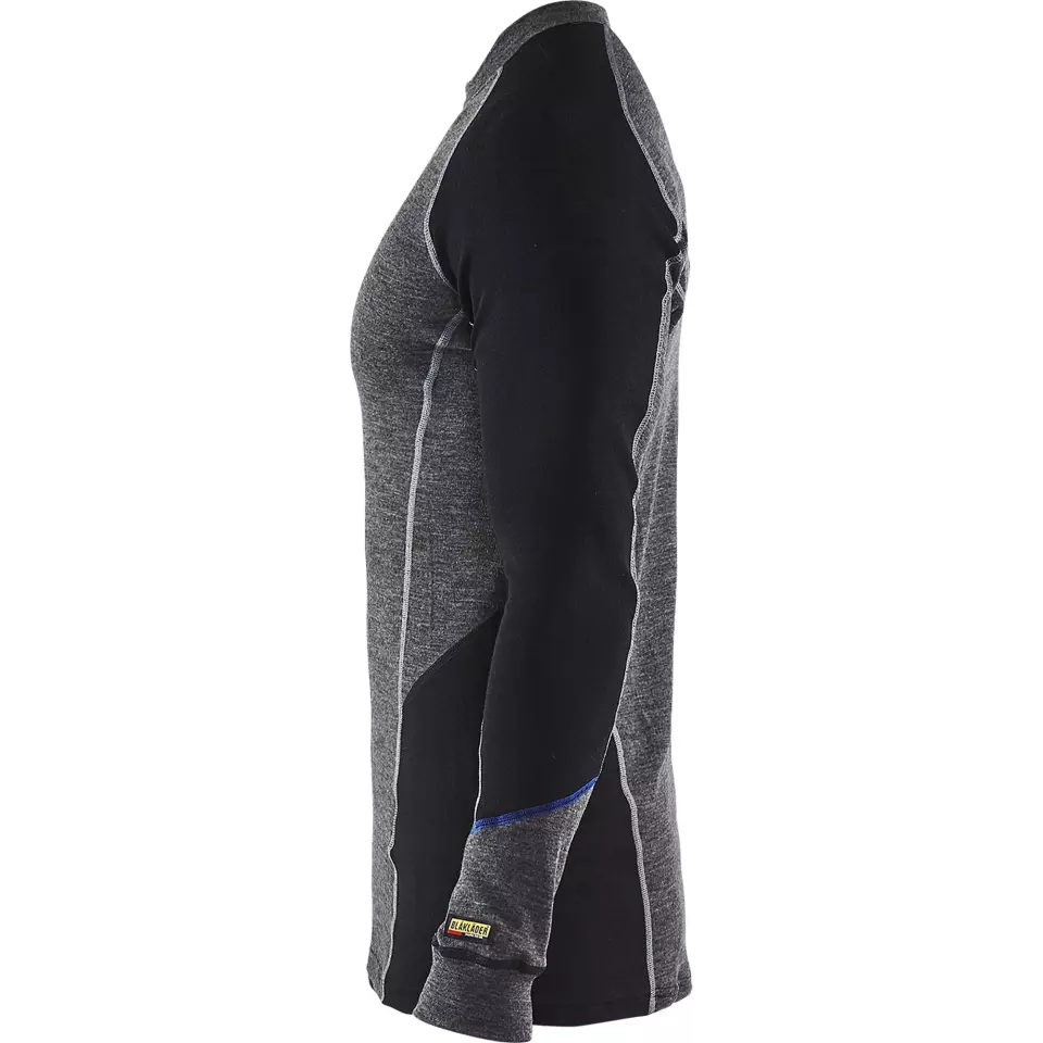 Blåkläder 489717329699, WARM Base Layer Shirt, 100% Merino Wool, Gray/Black, image 3, gallery thumbnail