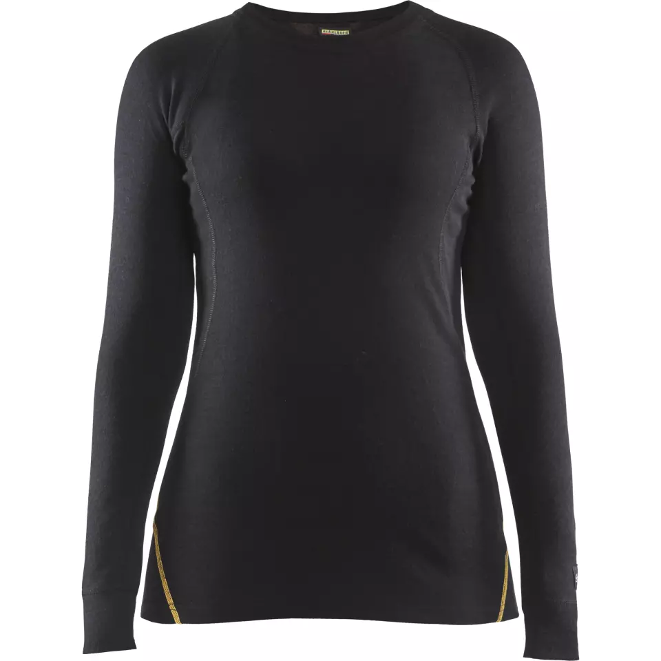 Blåkläder 721310759900, Women's Flame Retardant Long Sleeve Base Layer Shirt, 68% Merino Wool, Black, image 1, gallery thumbnail