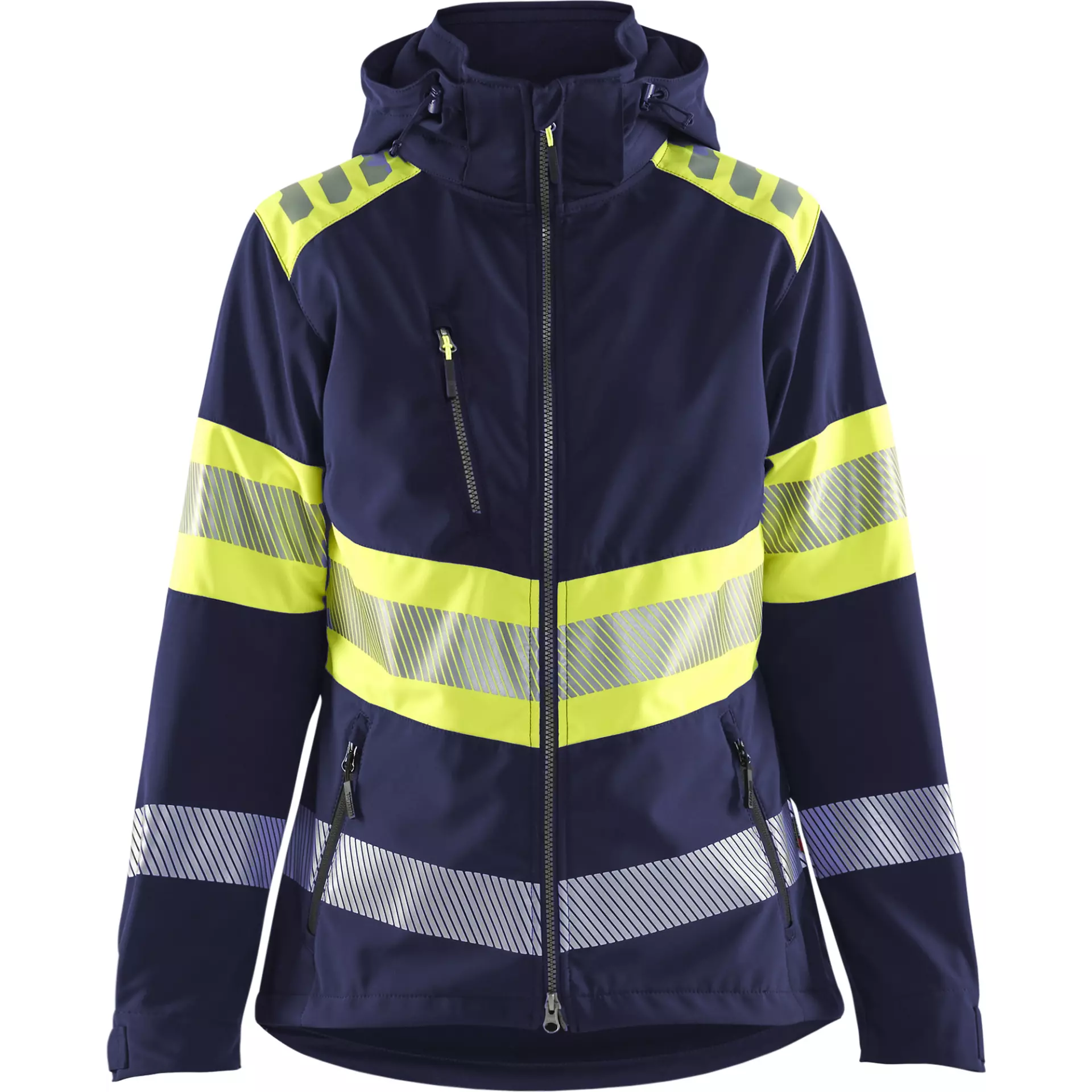 Blåkläder 440425138933, Women's High-Vis Softshell Jacket, Dark Blue/High-Vis Yellow