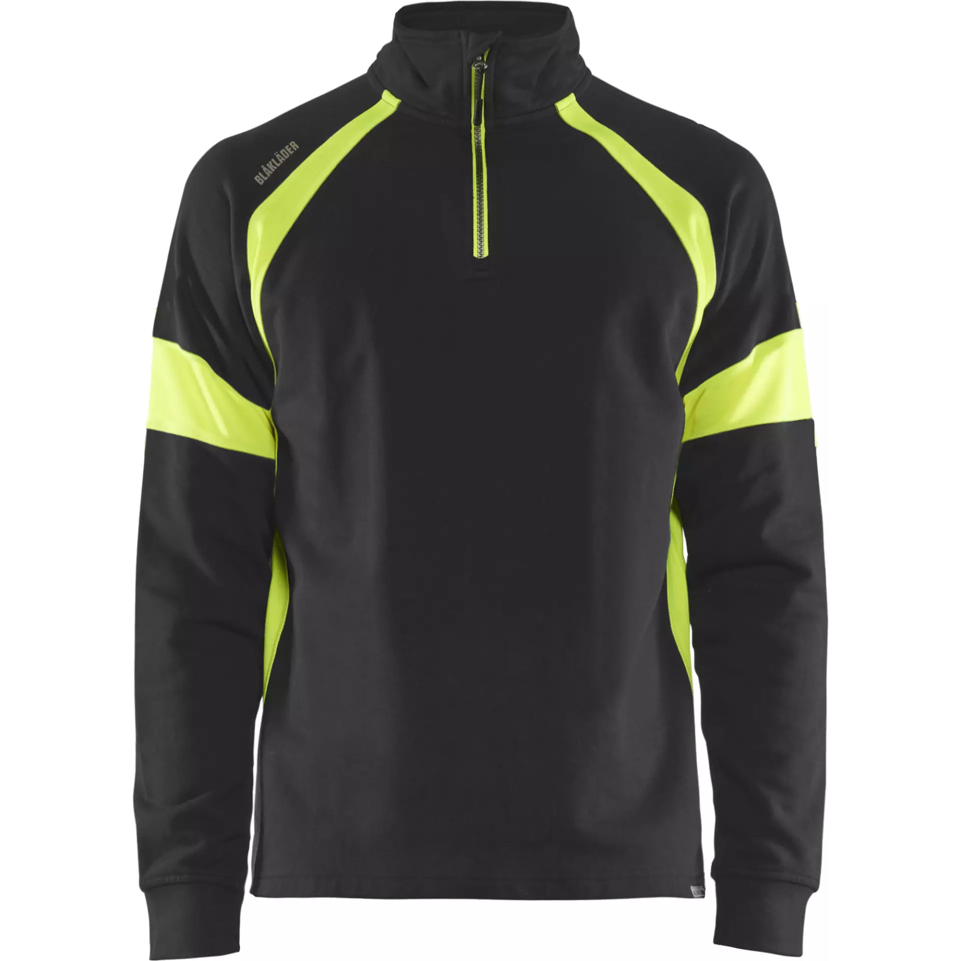 Blåkläder 355011589933, Half Zip Sweatshirt, Black/Hi-Vis Yellow