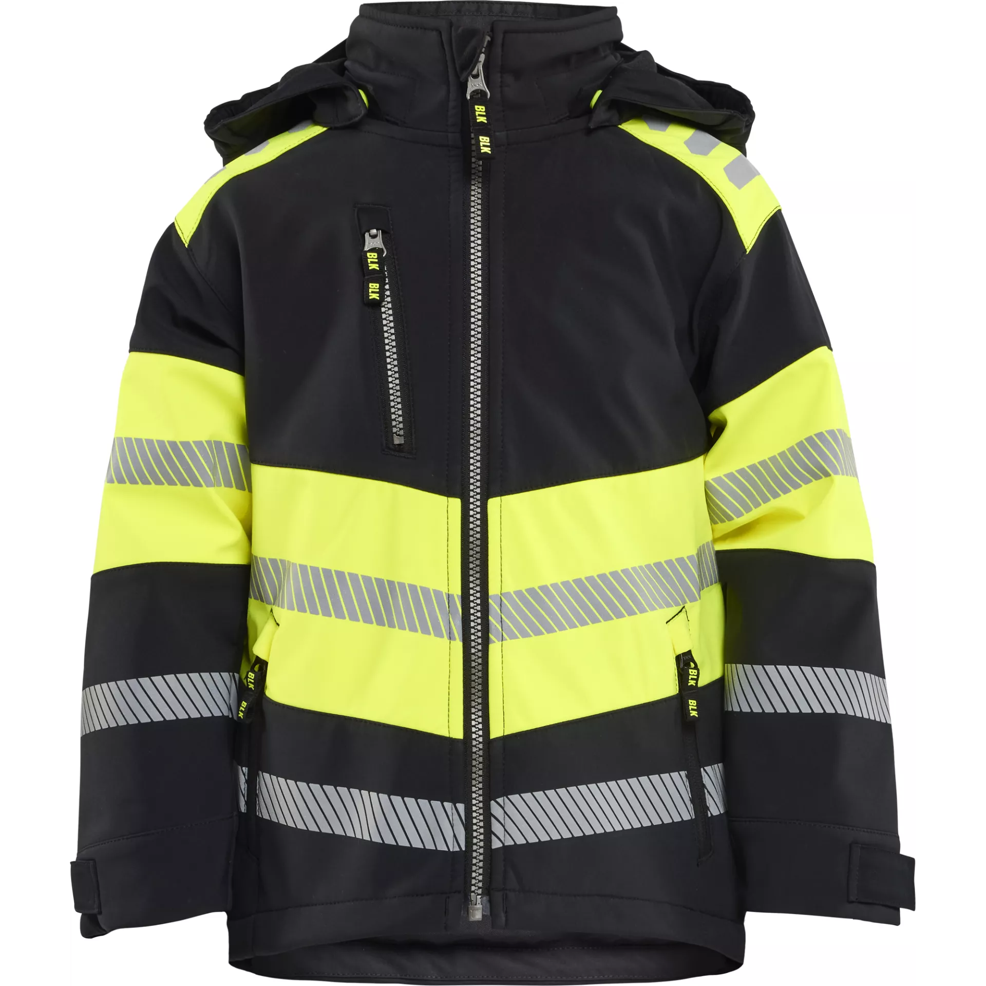 Blåkläder 521125139933, Kids Softshell Jacket, Black/Hi-Vis Yellow