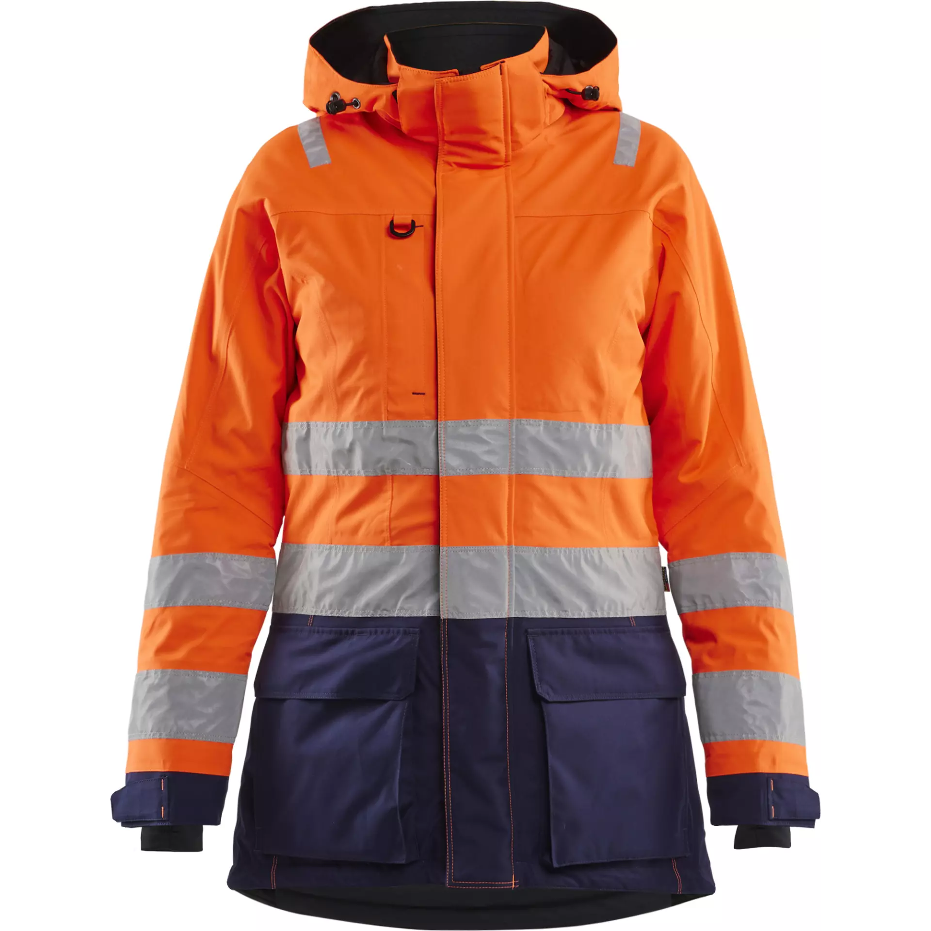 Blåkläder 447219875389, Damen High-Vis Winterparka, Warnorange/Dunkelblau