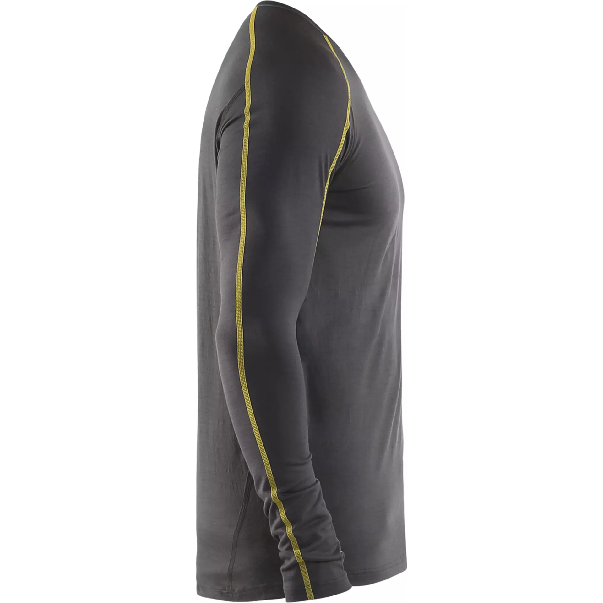 Blåkläder 479917349835, XLIGHT Base Layer Shirt, 100% Merino Wool, Dark Gray/Yellow, image 2