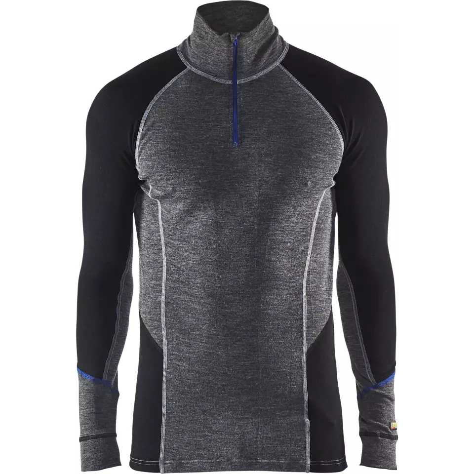 Blåkläder 489917329699, WARM Base Layer Shirt With Zip, 100% Merino Wool, Gray/Black, image 1, gallery thumbnail