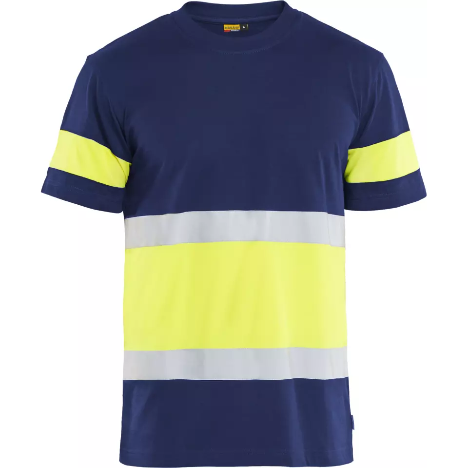Blåkläder 338710308833, High-Vis T-Shirt, Navy Blue/Hi-Vis Yellow, image 1, gallery thumbnail
