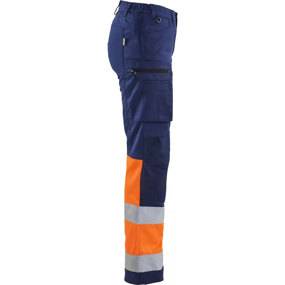 Blåkläder 716118118953, Women's High-Vis Stretch Pants, Dark Blue/Hi-Vis Orange, image 2, gallery thumbnail