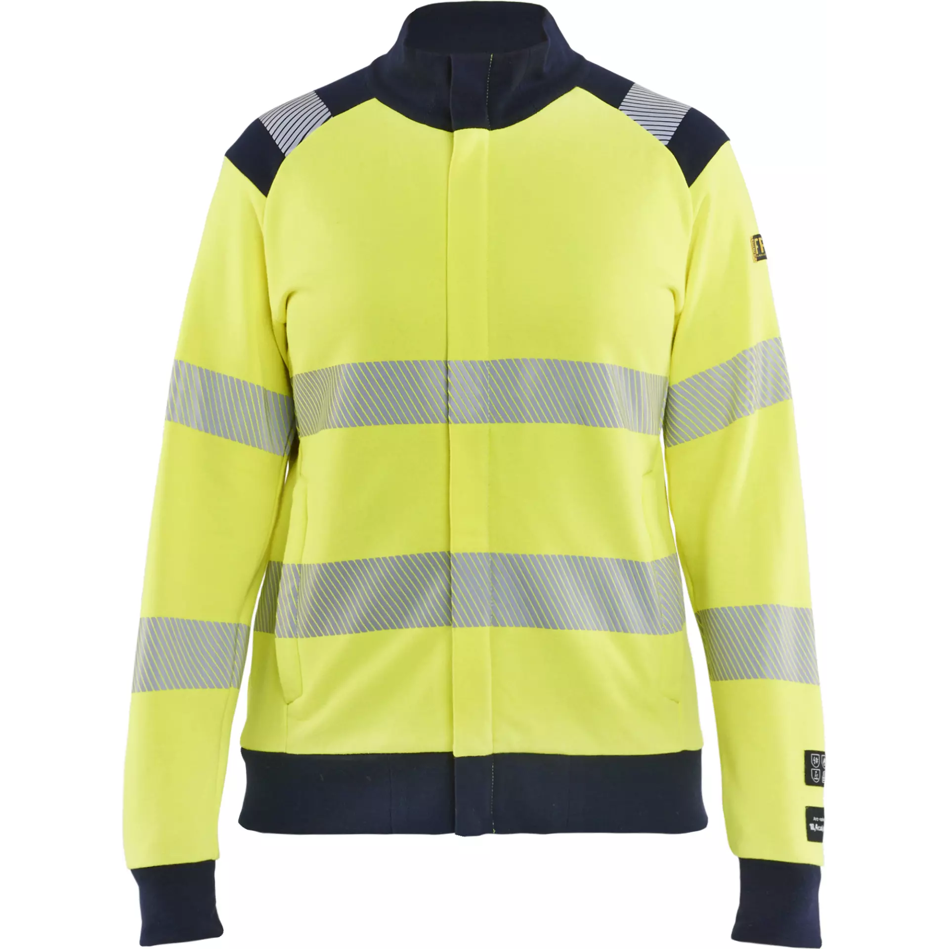 Blåkläder 347117623389, Women's Multinorm Full Zip Sweatshirt, Hi-Vis Yellow/Navy