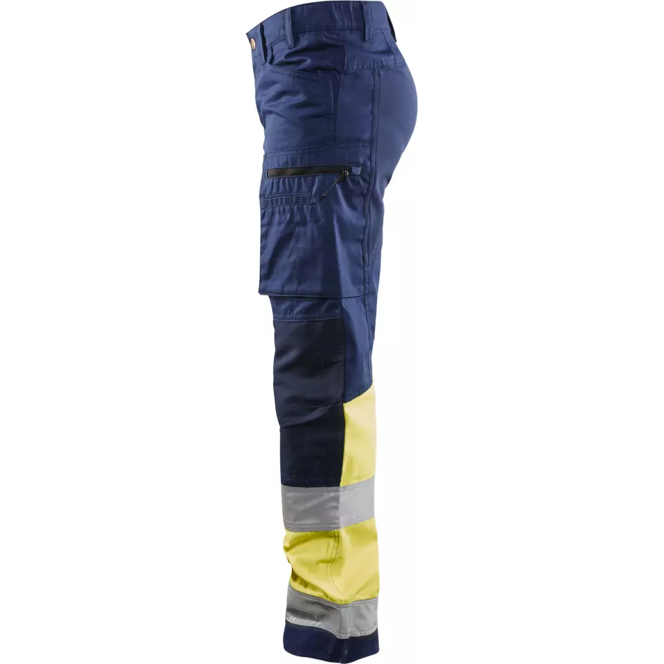Blåkläder 716118118933, Women's High-Vis Stretch Pants, Navy Blue/High-Vis Yellow, image 3, gallery thumbnail