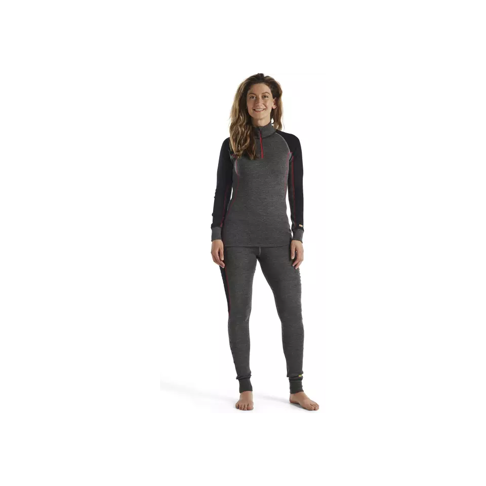 Blåkläder 724517369699, XWARM Women's Long Base Layer Pants, 100% Merino Wool, Gray/Black, image 2, gallery thumbnail