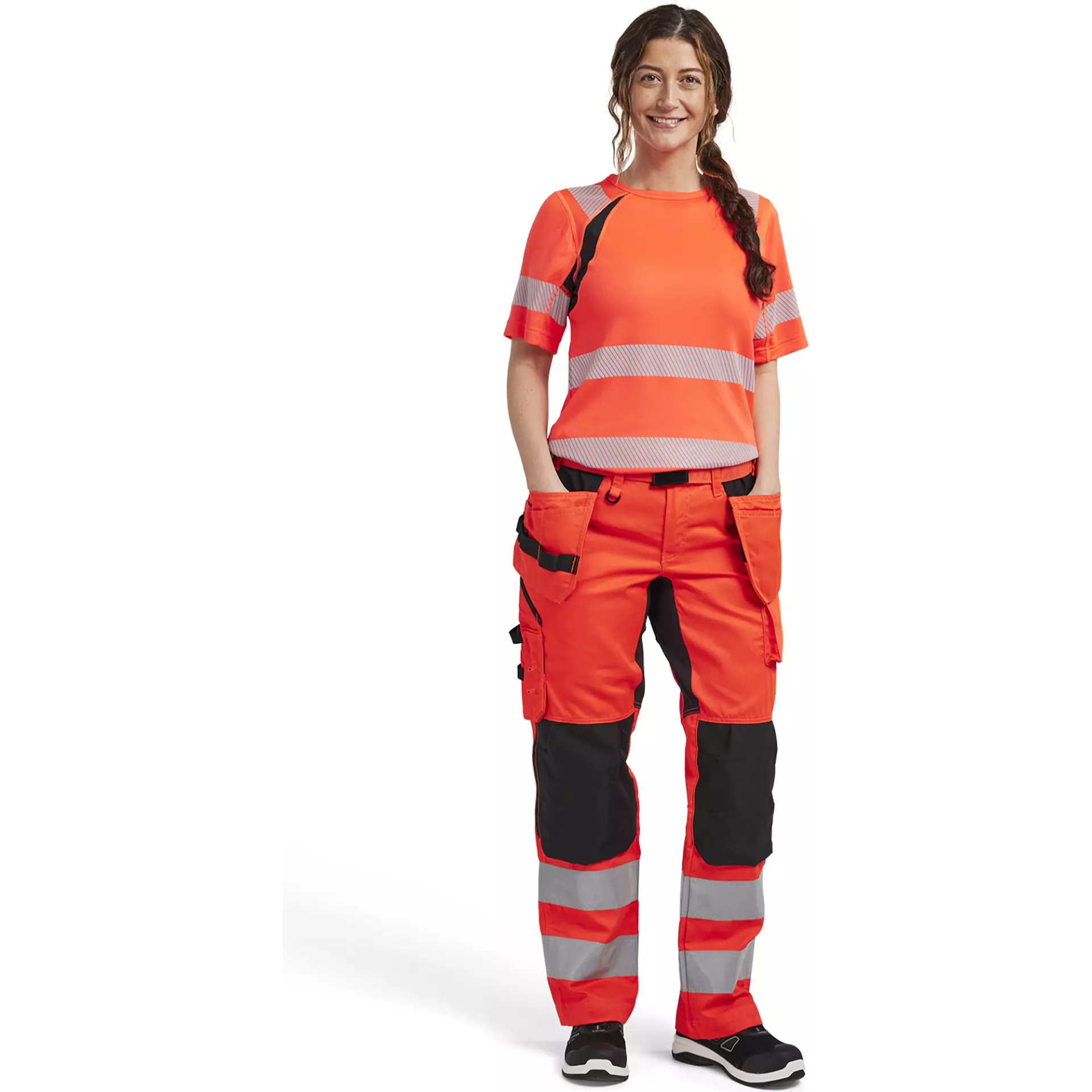 Blåkläder 716318115599, Women's High-Vis Holster Pants, Stretch, Hi-Vis Red/Black, image 5