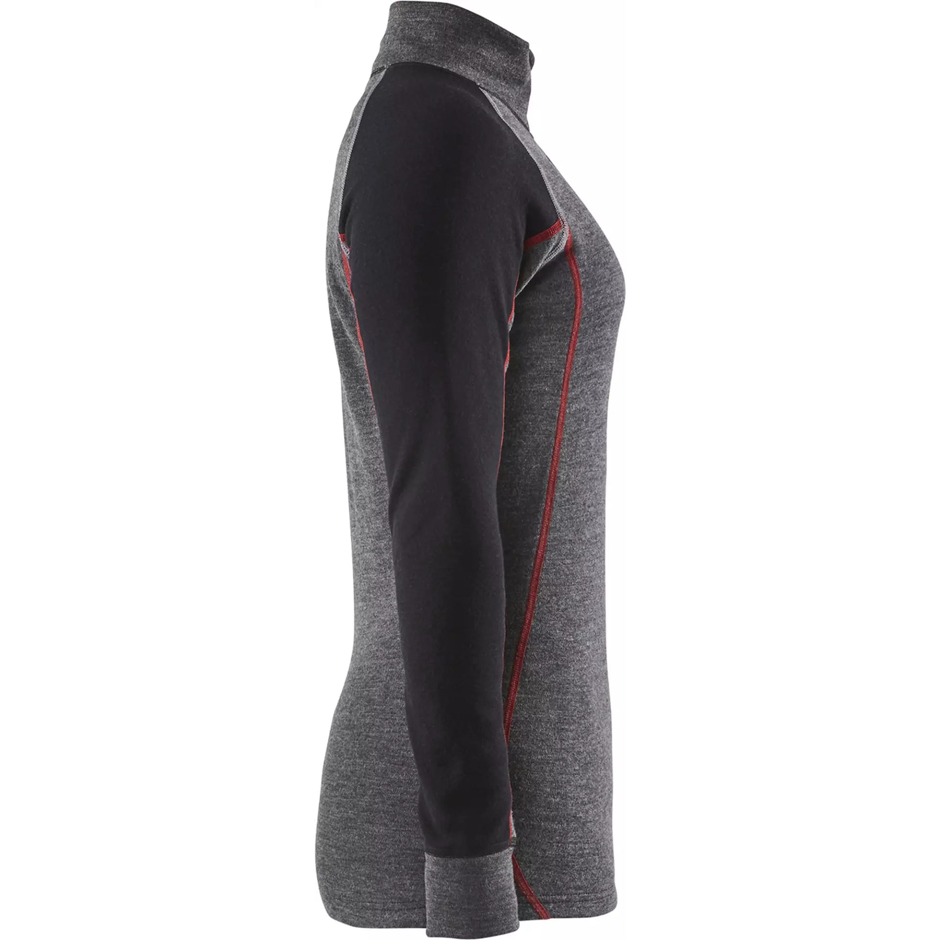 Blåkläder 729917369699, XWARM Women's Long Sleeve Base Layer Shirt with Zip, 100% Merino Wool, Gray/Black, image 2