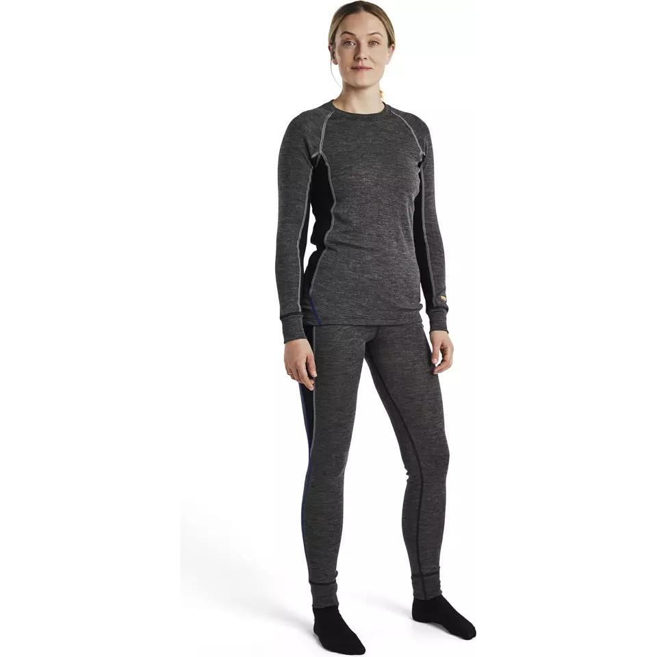 Blåkläder 720117329699, WARM Naisten pitkät alushousut, 100% merinovilla, harmaa/musta, image 5, gallery thumbnail