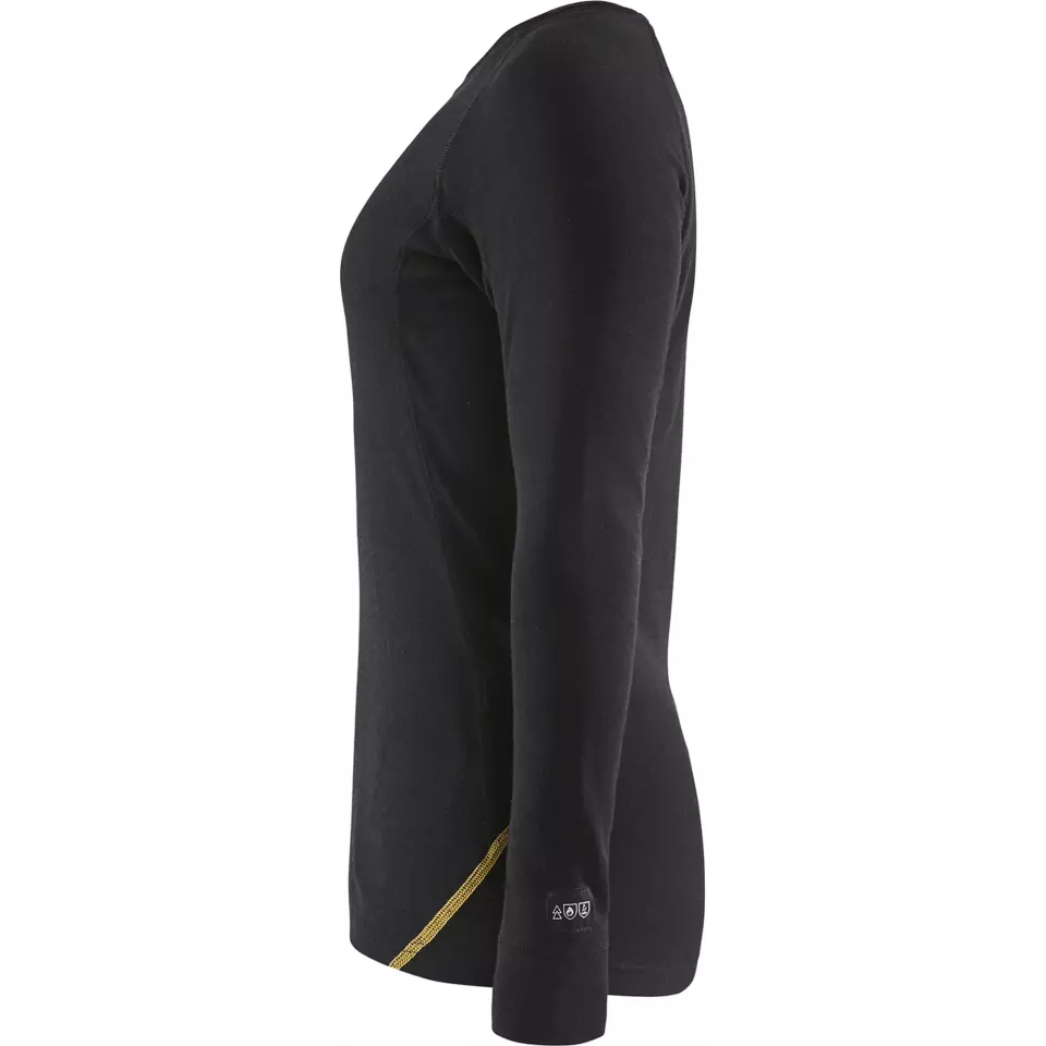 Blåkläder 721310759900, Women's Flame Retardant Long Sleeve Base Layer Shirt, 68% Merino Wool, Black, image 2, gallery thumbnail
