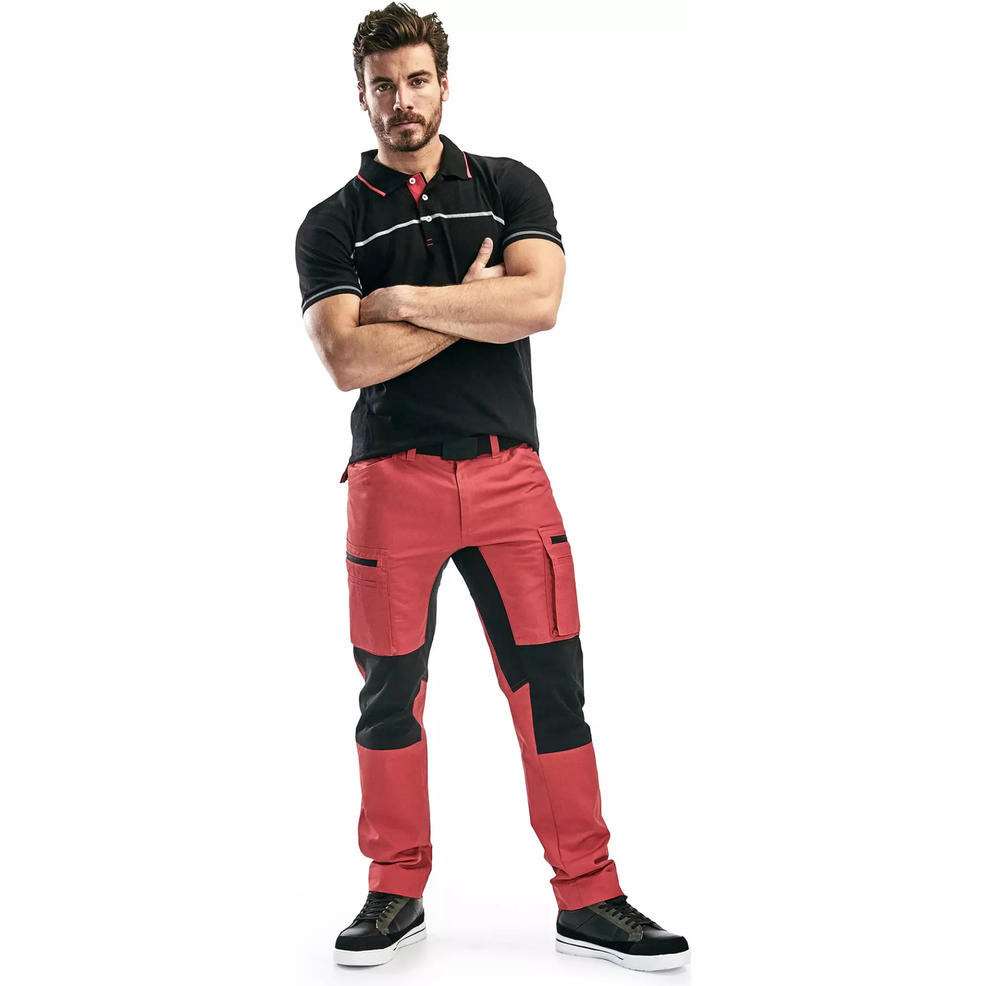 Blåkläder 338910509956, Polo Shirt, Black/Red, image 5