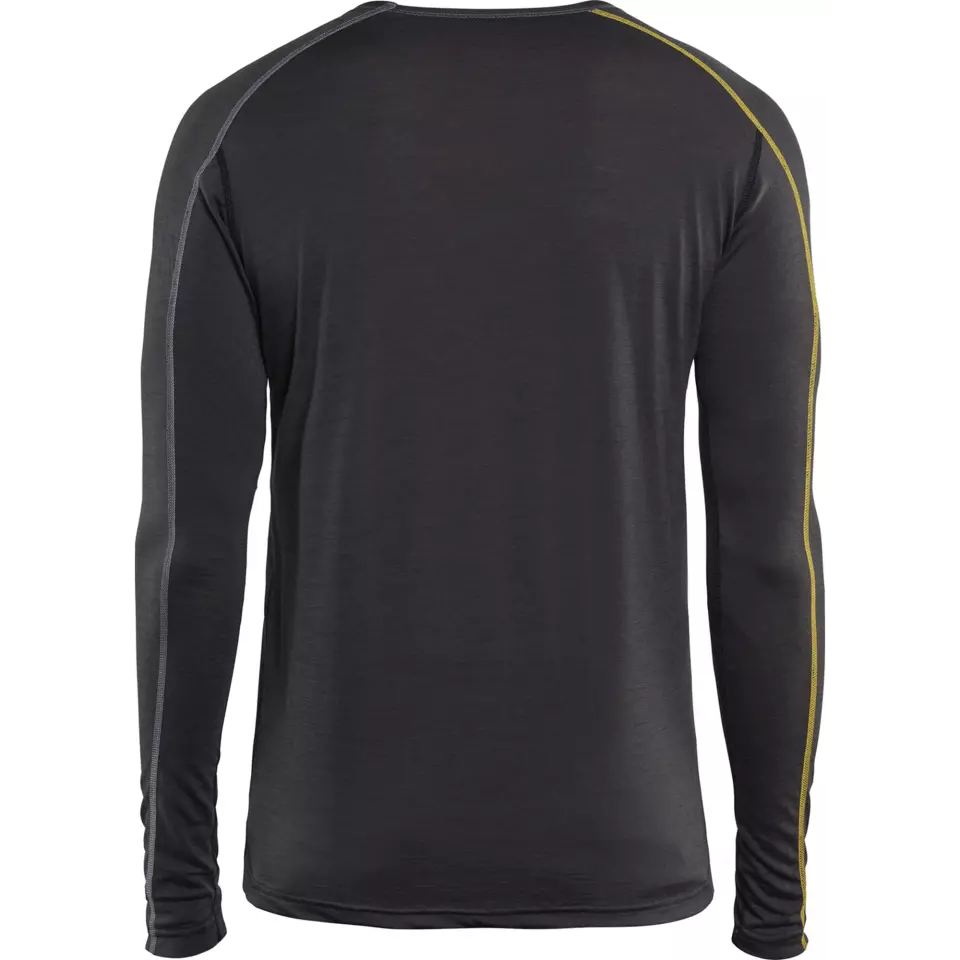 Blåkläder 479917349835, XLIGHT Base Layer Shirt, 100% Merino Wool, Dark Gray/Yellow, image 4, gallery thumbnail