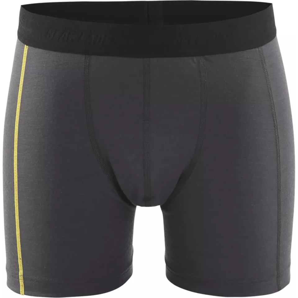Blåkläder 184717349835, XLIGHT Boxers, 100% Merino Wool, Dark Gray/Yellow, image 1, gallery thumbnail