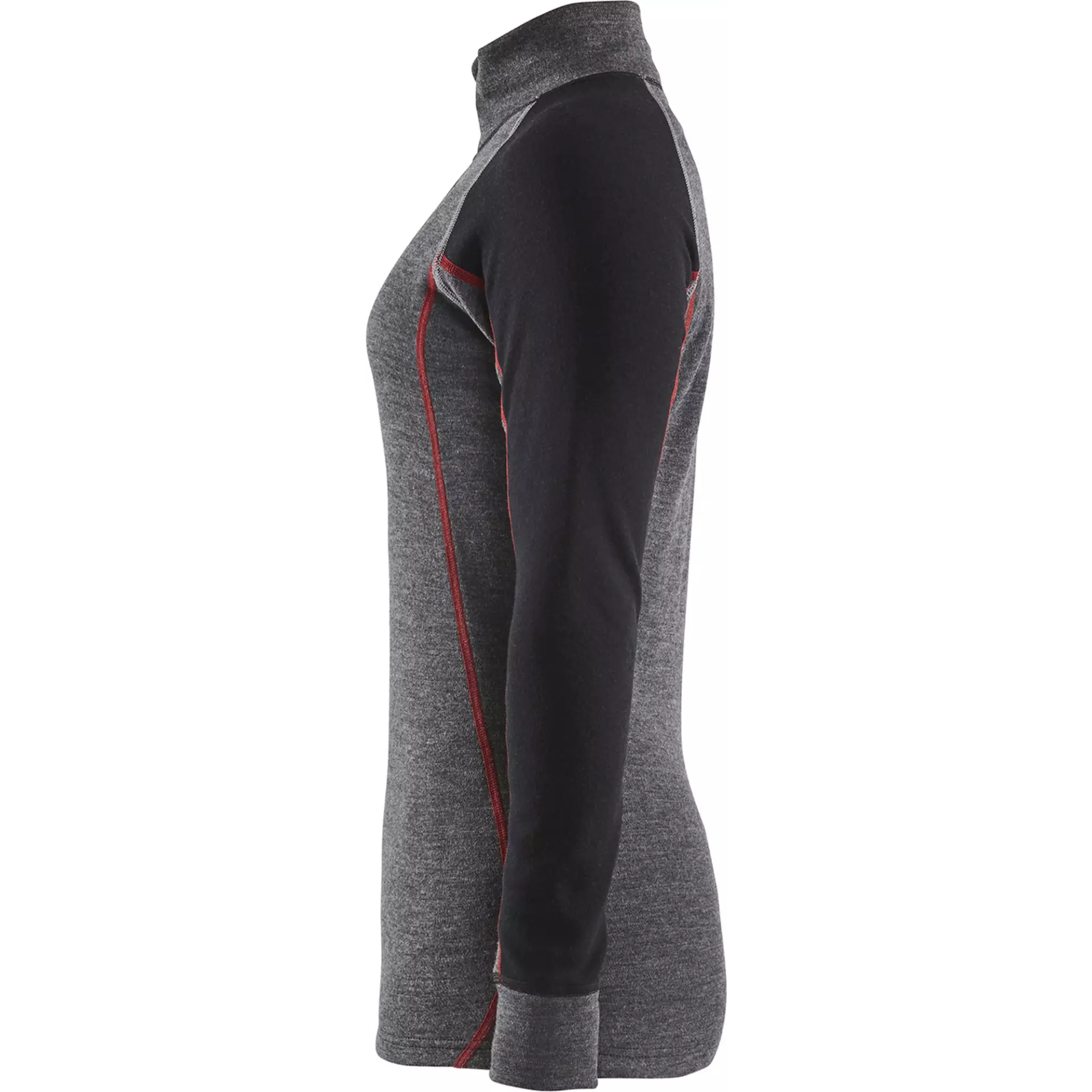 Blåkläder 729917369699, XWARM Women's Long Sleeve Base Layer Shirt with Zip, 100% Merino Wool, Gray/Black, image 3