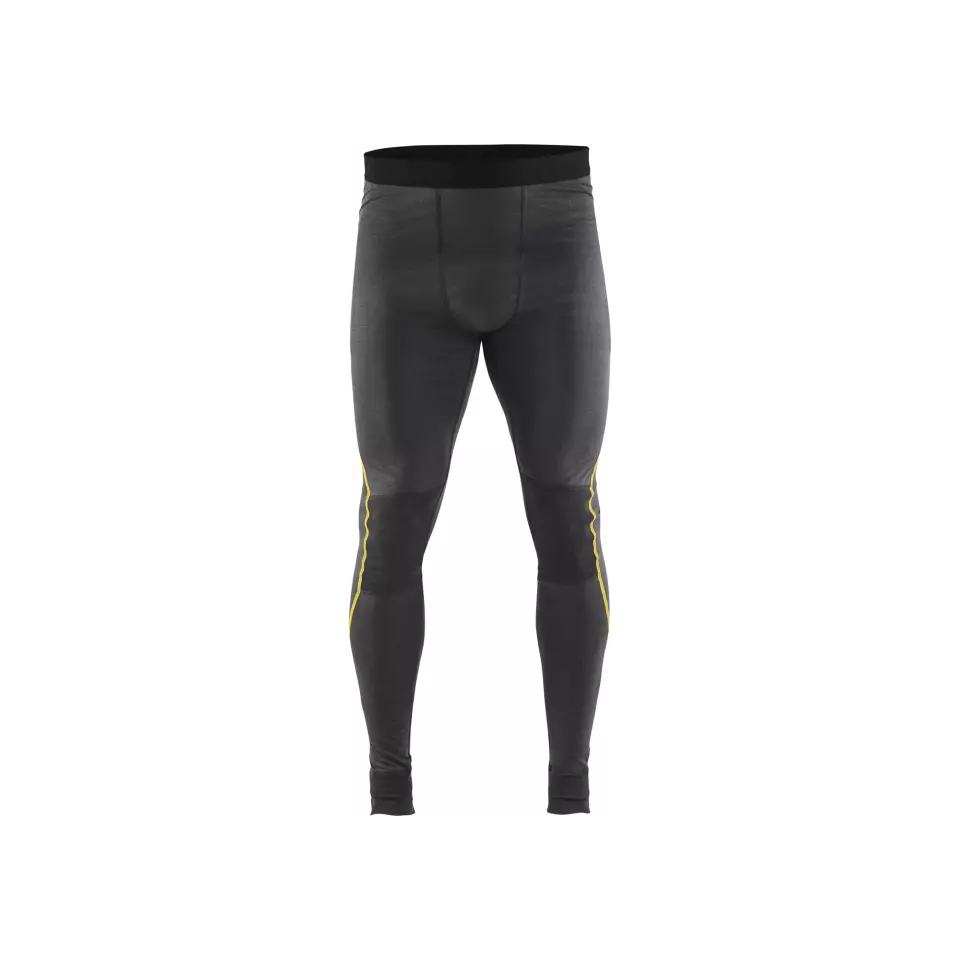 Blåkläder 184417349835, XLIGHT Long Base Layer Pants, 100% Merino Wool, Dark Gray/Yellow, image 1, gallery thumbnail