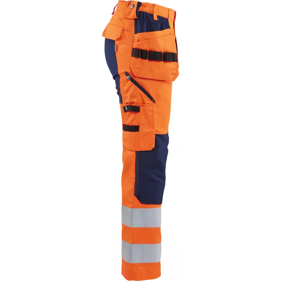 Blåkläder 716318115389, Women's High-Vis Holster Pants, Stretch, Hi-Vis Orange/Navy Blue, image 2, gallery thumbnail