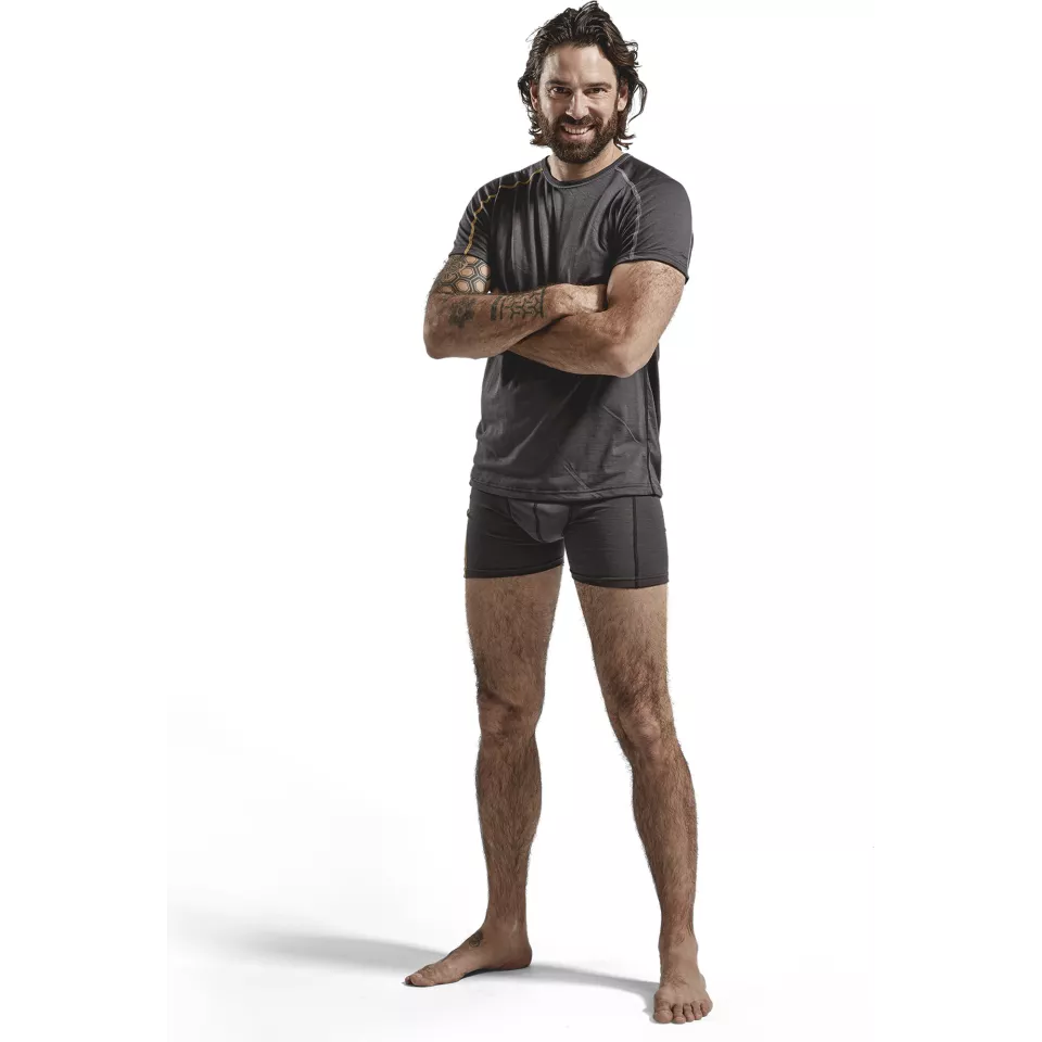 Blåkläder 184717349835, XLIGHT Boxers, 100% Merino Wool, Dark Gray/Yellow, image 5, gallery thumbnail