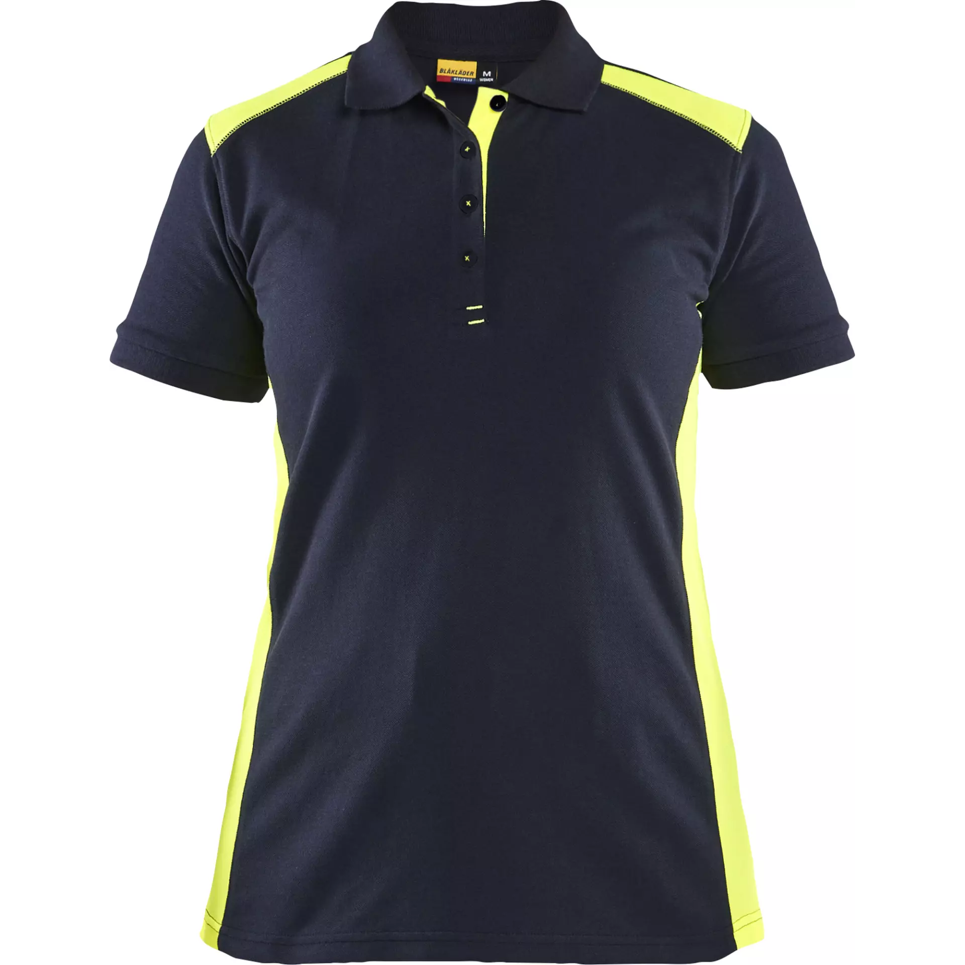 Blåkläder 339010508633, Women's Polo Shirt, Navy Blue/Yellow