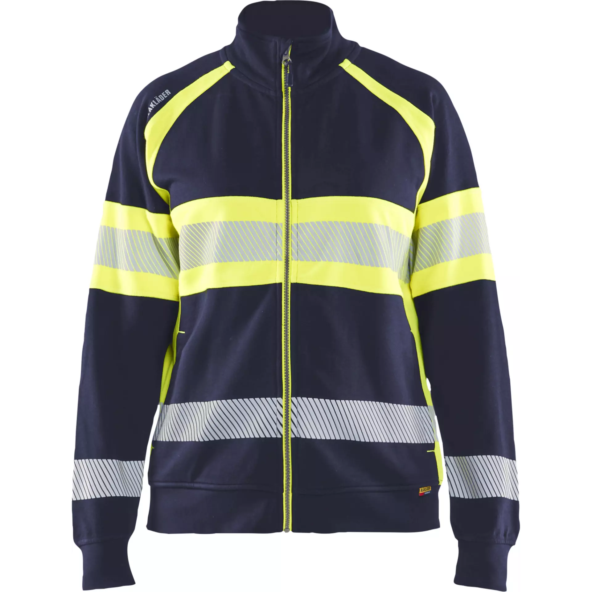 Blåkläder 350511588933, Women's High Vis Zip Sweatshirt, Dark Navy/High Vis Yellow