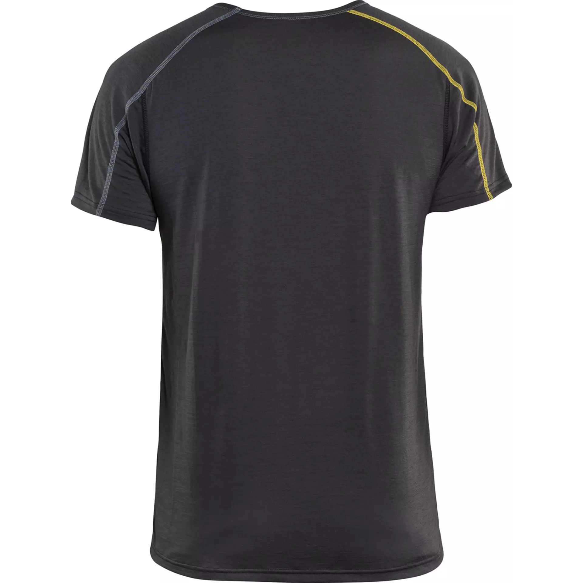 Blåkläder 479817349835, XLIGHT Short-Sleeved Base Layer Shirt, 100% Merino Wool, Dark Gray/Yellow, image 4