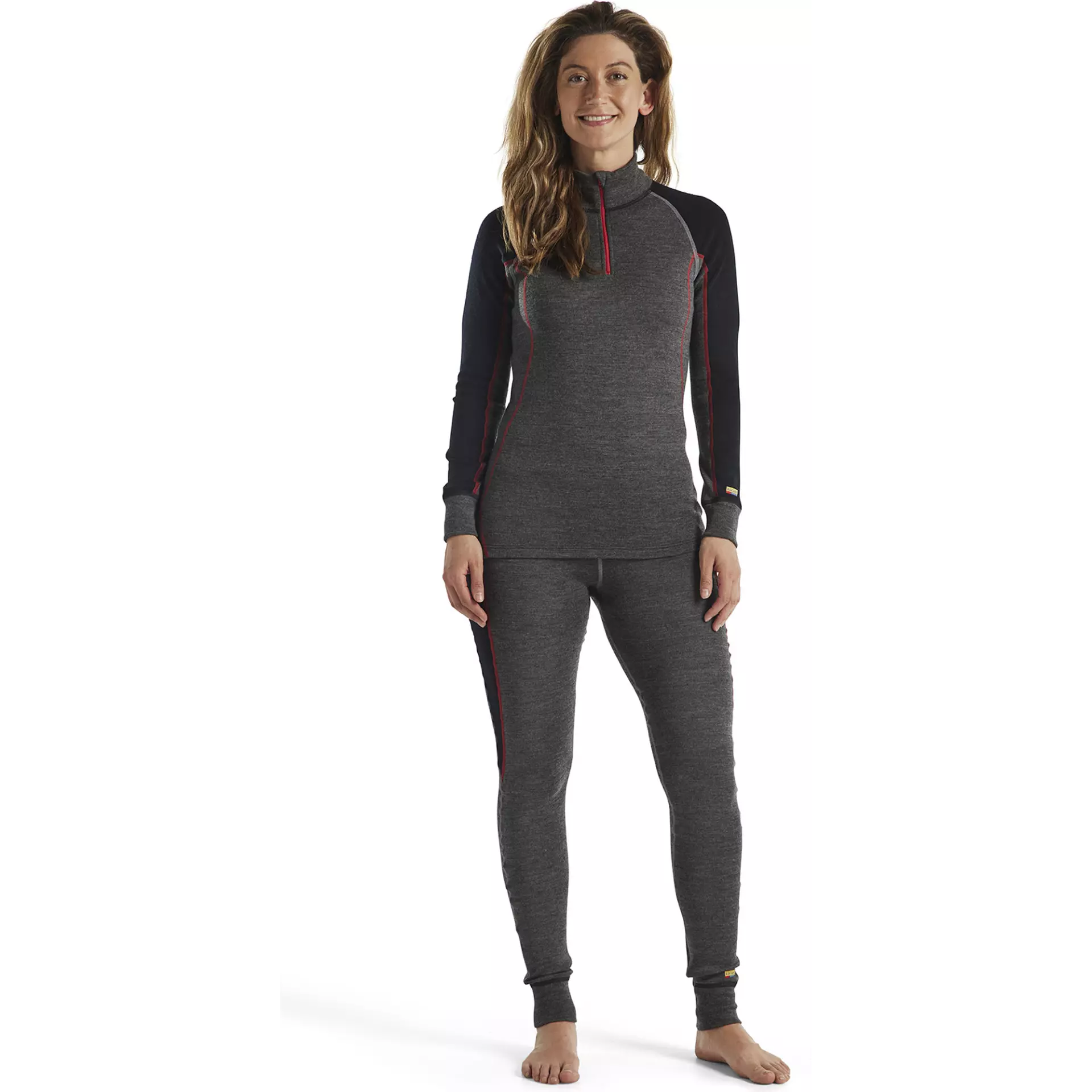 Blåkläder 729917369699, XWARM Women's Long Sleeve Base Layer Shirt with Zip, 100% Merino Wool, Gray/Black, image 5