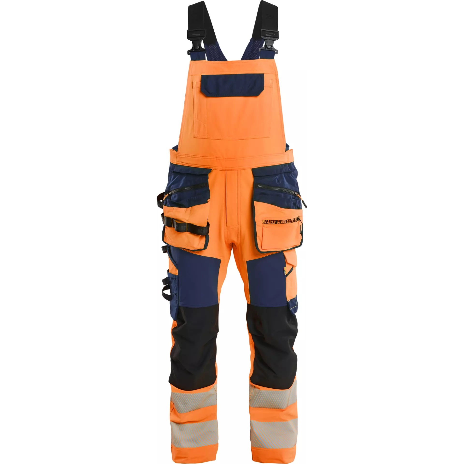 Blåkläder 262616485389, Warnschutz-Latzhose, 4-Wege-Stretch, Warnorange/Dunkelblau
